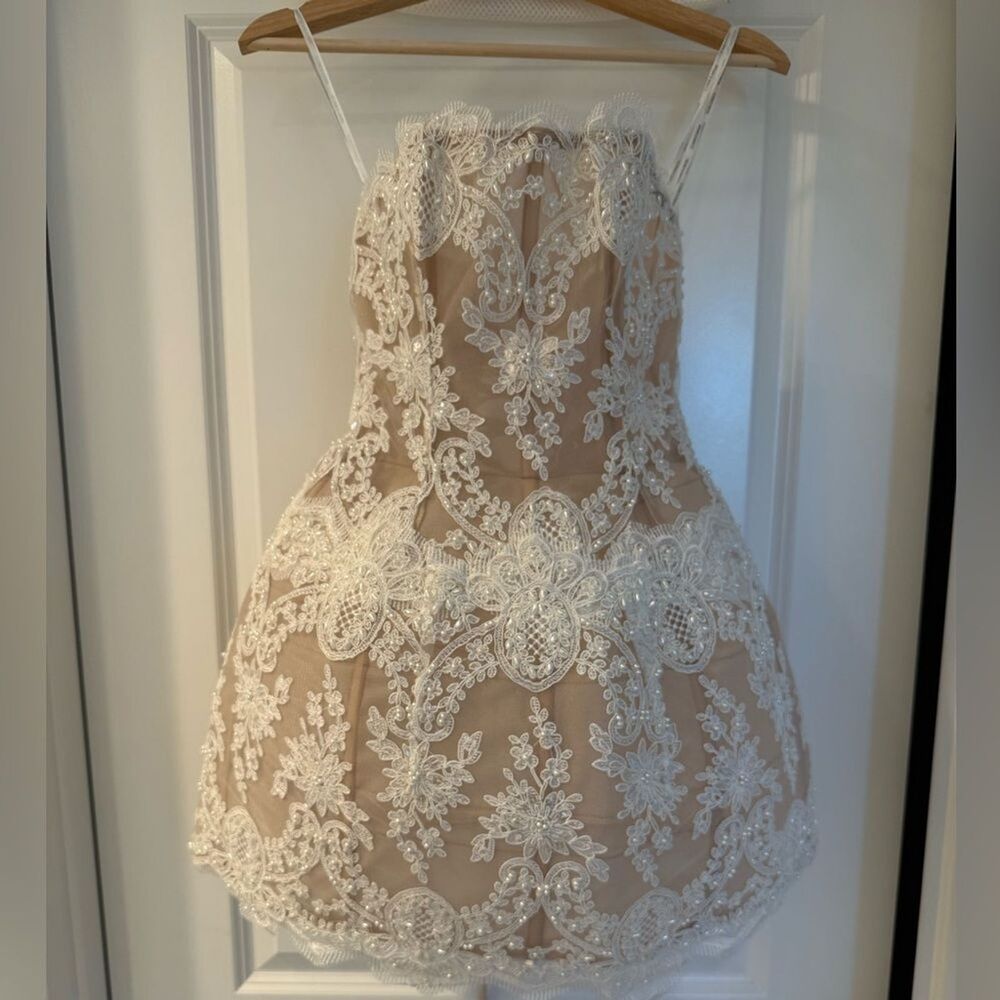 Bronx and Banco Ivory Lace Strapless Mini Dress - Picture 14 of 16